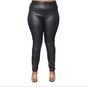 Fashion Nova Double Dare Faux Leather Black Sparkly Pants NWT